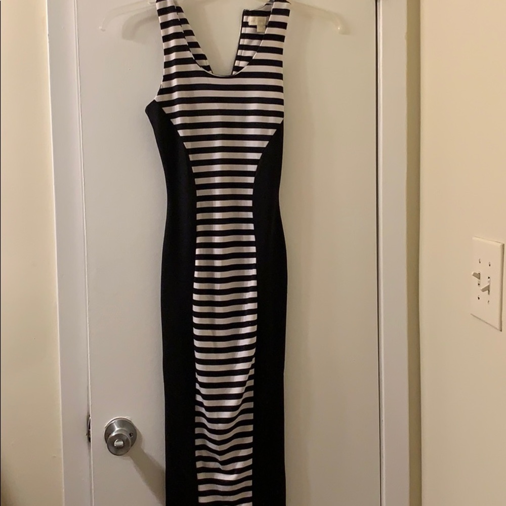 Blk/wht striped maxi dress